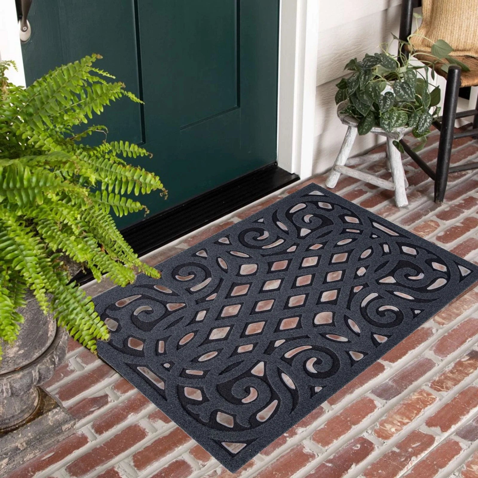 Nicoman Outdoor Rubber Door Mat, 41 x 61 cm (Rectangular), Grey (Drainage)