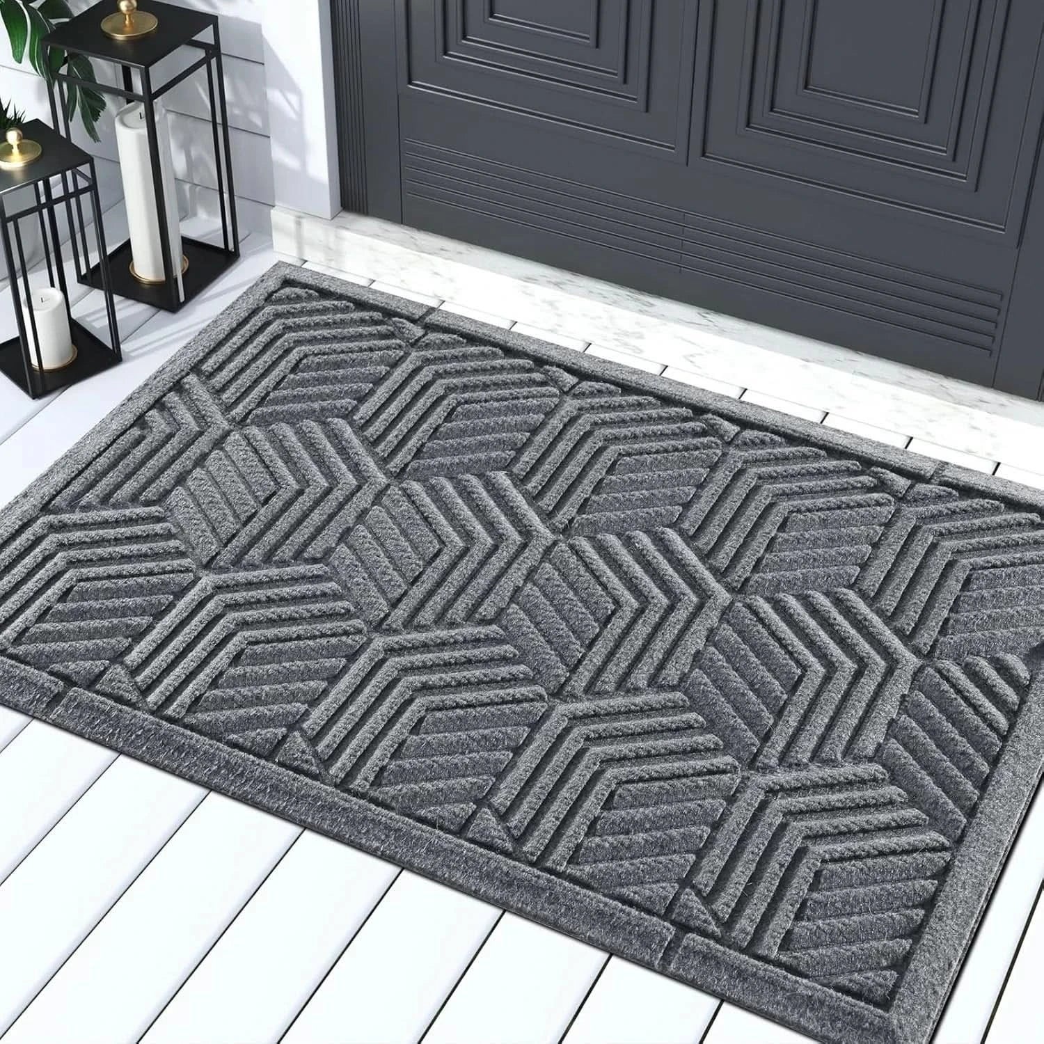 Yimobra Door Mat 92x61cm Heavy Duty | Non-Slip Rubber Backing Dirt Trapper Grey