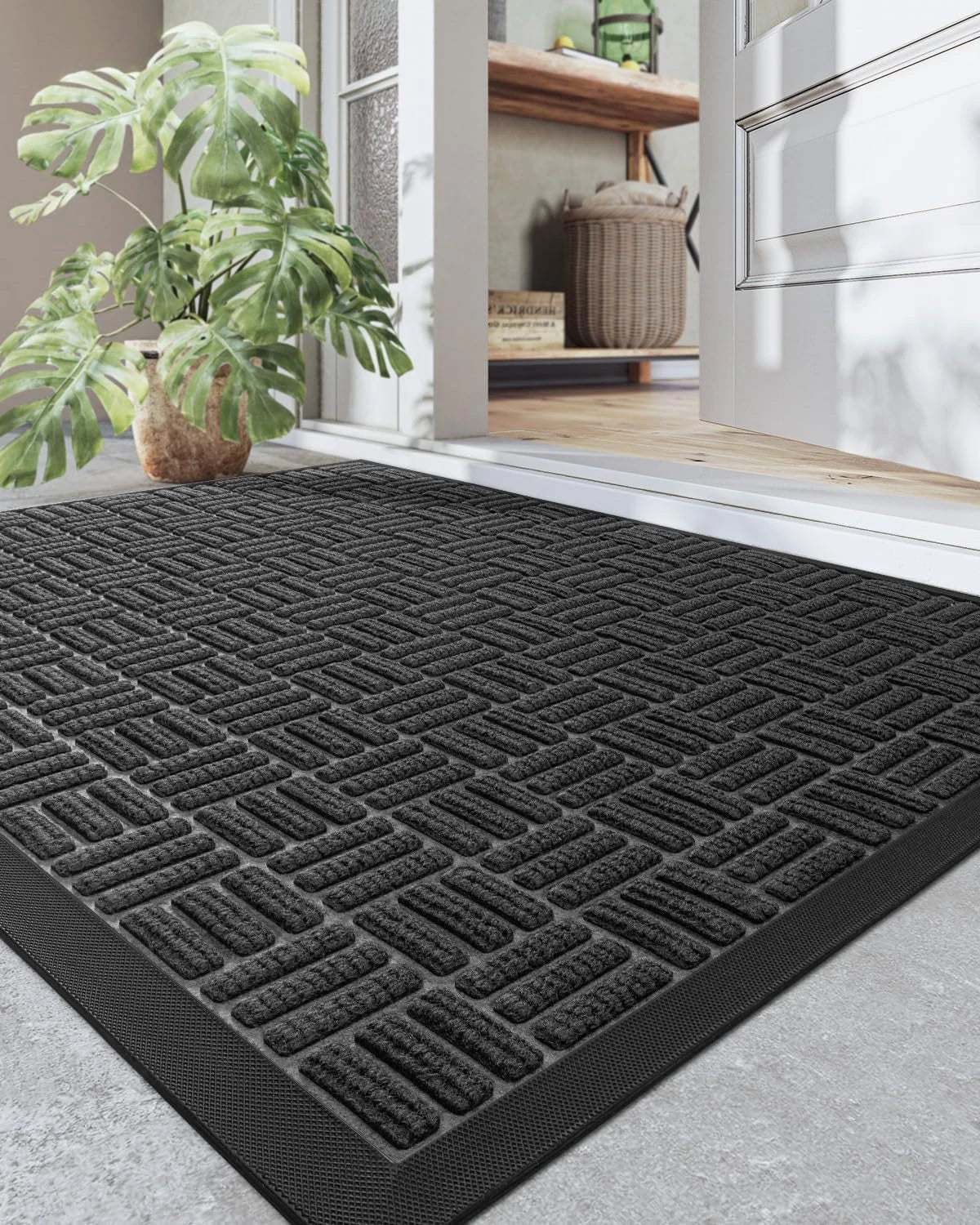DEXI Front Door Mat outside Entrance, All-Season Heavy Duty Rubber Indoor Outdoo
