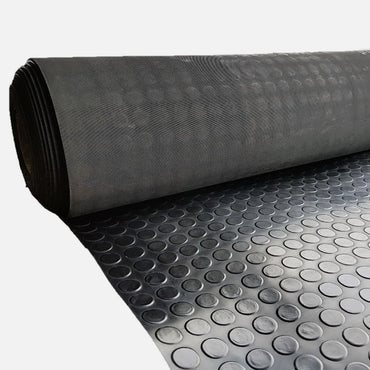 Rubber Flooring Mat Roll (3mm) + Trim-Fix Glue | Anti-Slip Coin Pattern Durable
