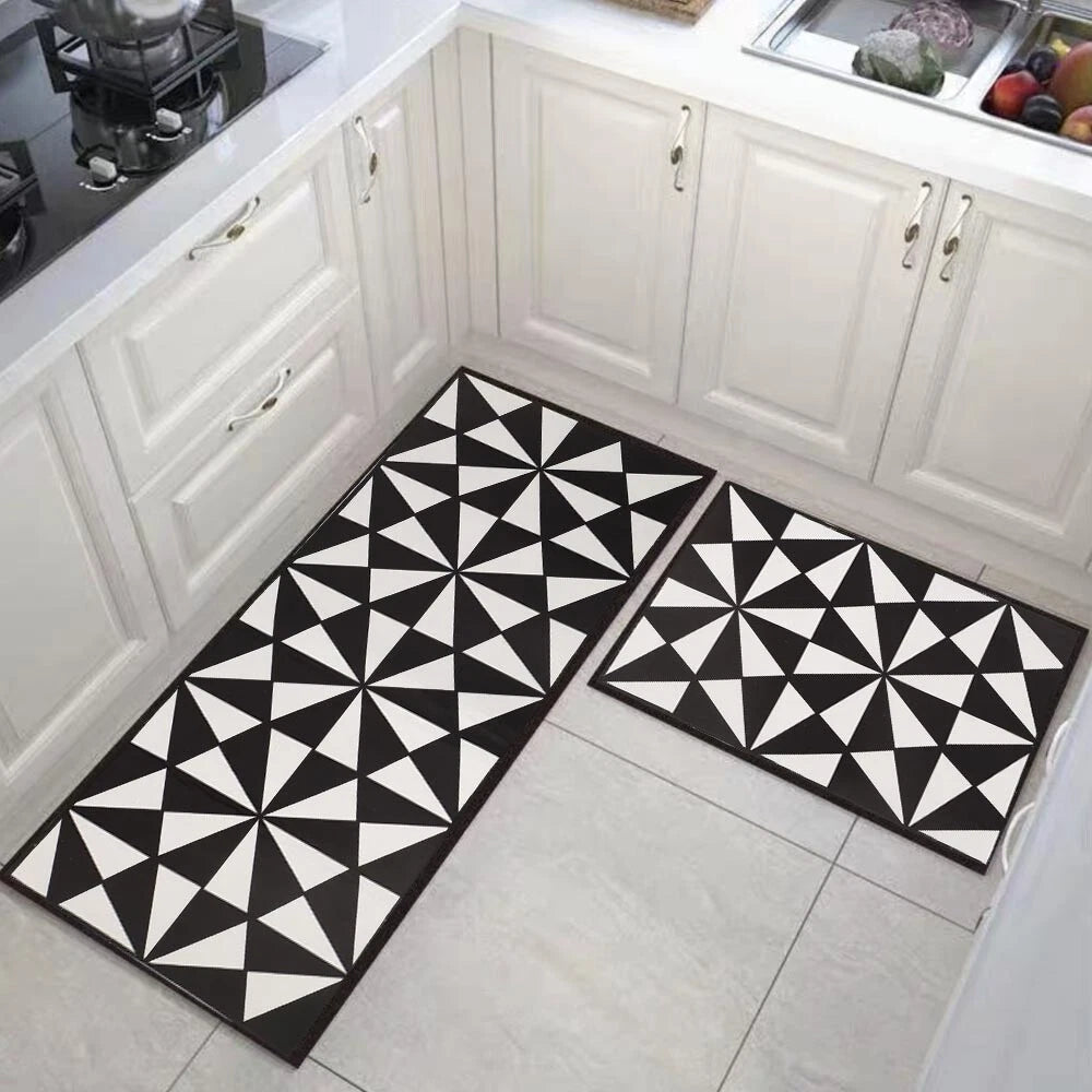 2PCS Anti Fatigue Kitchen Mat Set - Non Slip PVC Floor Rugs for Home