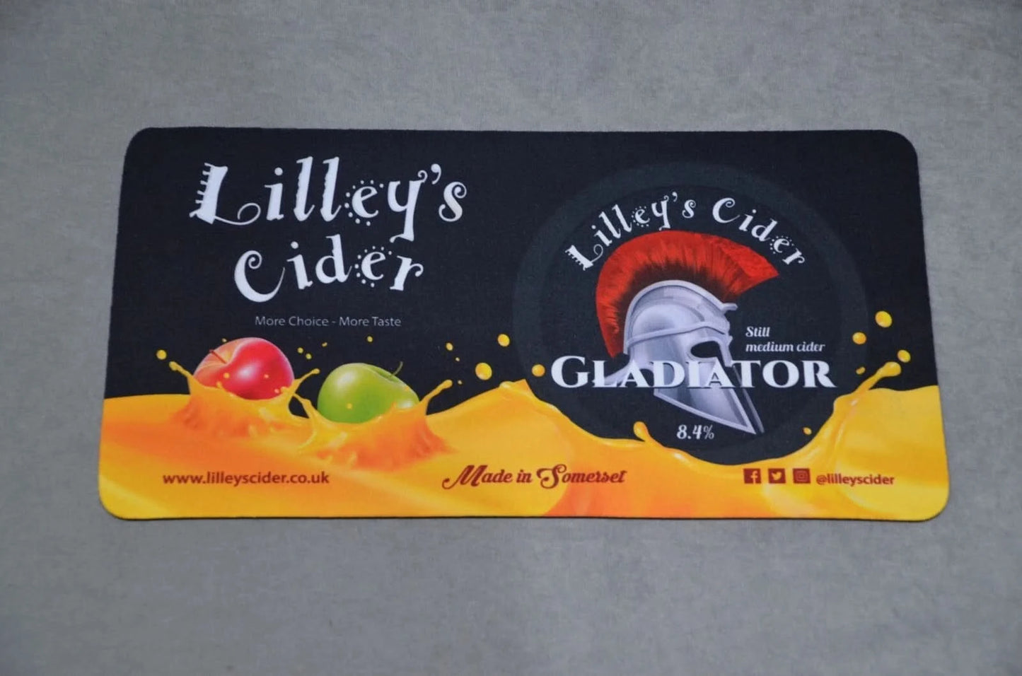 Lilley's Cider Gladiator Neoprene Bar Runner Beer Drip Mat Wetstop NEW 40 x 21cm