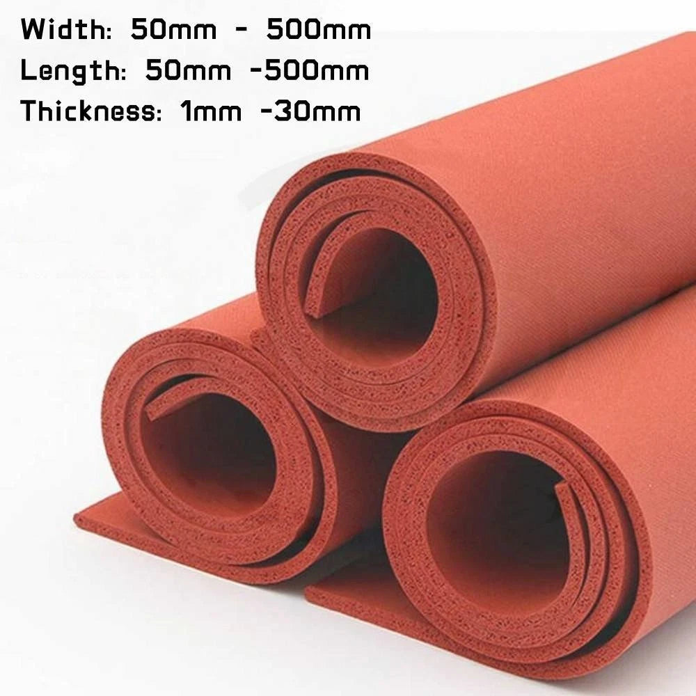 Thick 1-30mm Red Foam Sheet Sponge Rubber Gasket Seals Sheets Silicone Plate Pad