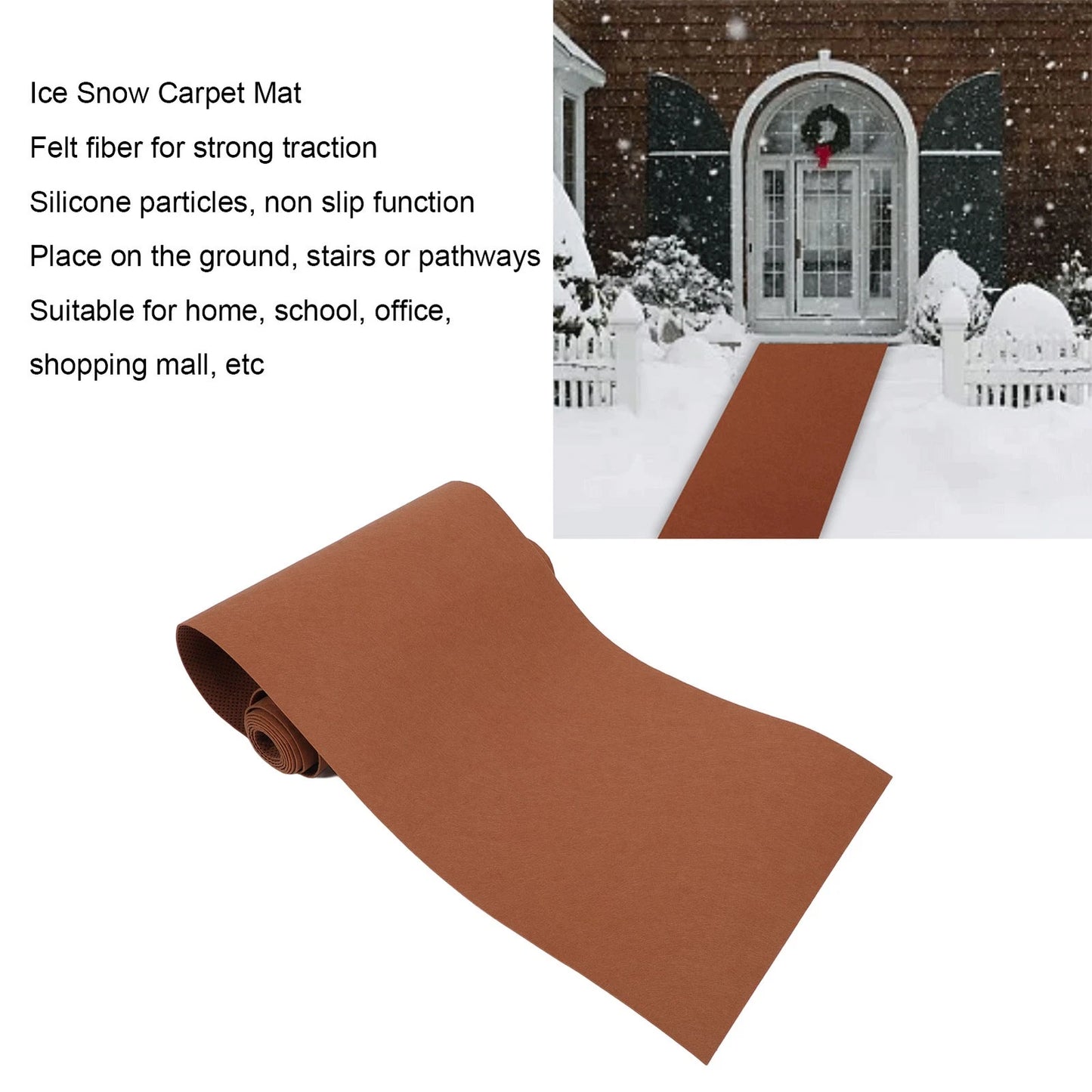 Felt Snow Mat With Non Slip Silicone Particles Winter Ice Snow Carpet