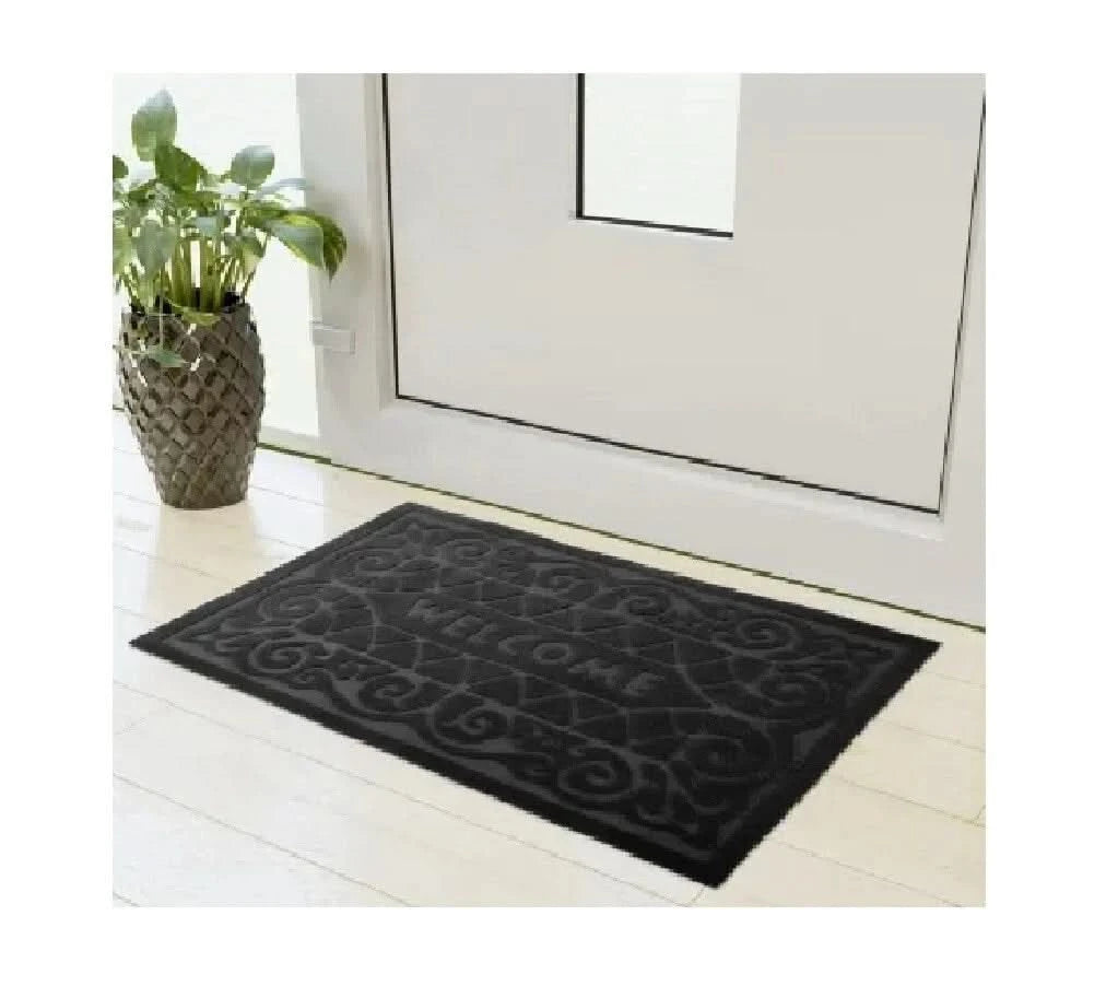 Non Slip Heavy Duty Black Welcome Mat Washable 40 x 60 Dirt Trapper Rubber Mat