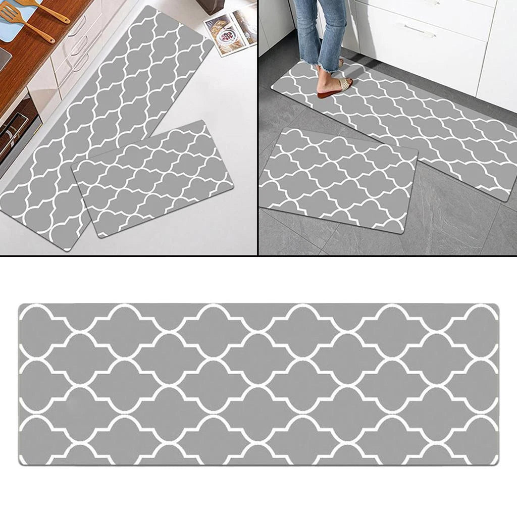 Kitchen Mat Cushioned Anti-Fatigue Kitchen Rug, Non Slip Grey 150x45cm