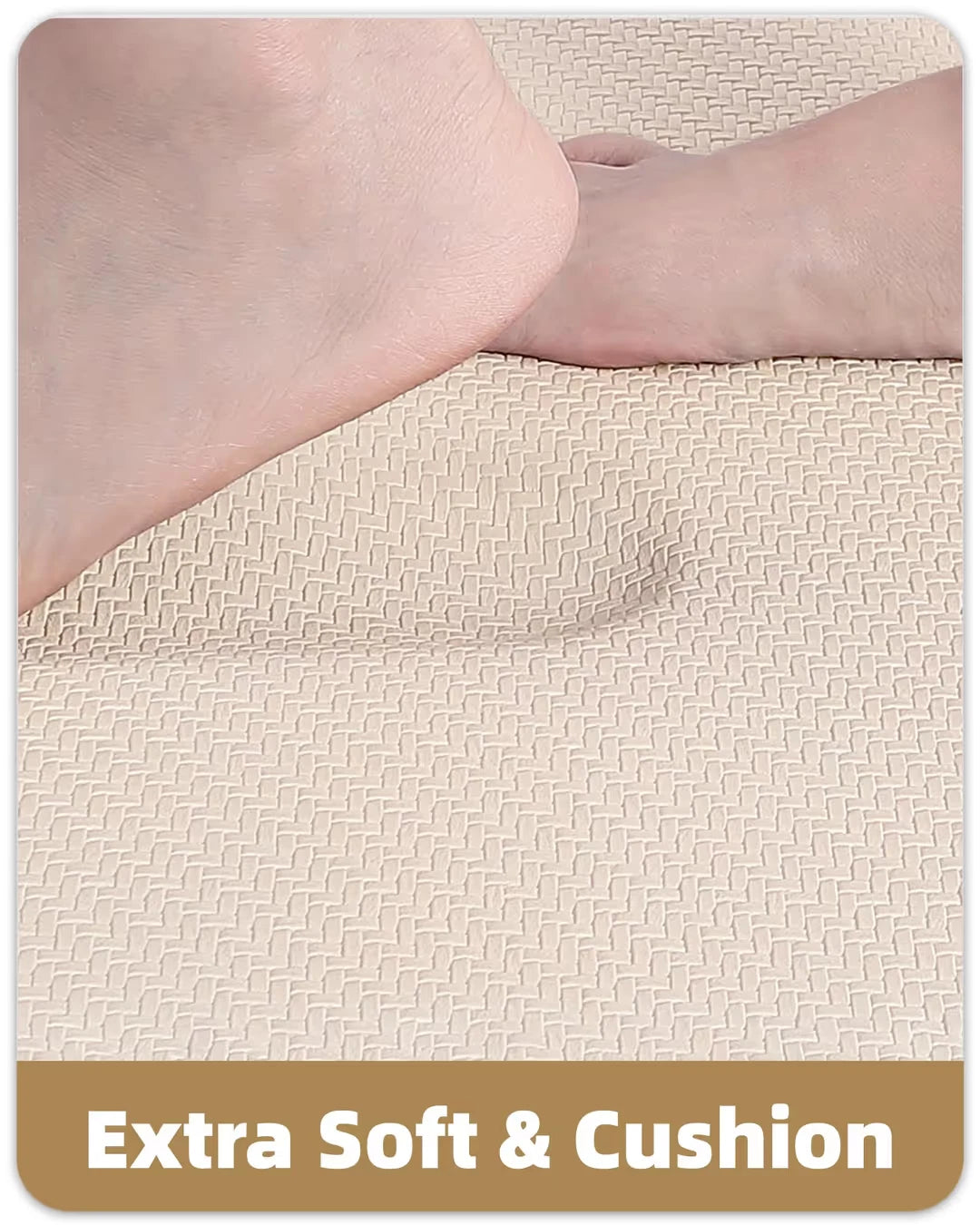 COLOR&GEOMETRY Kitchen Rug Set Anti-Fatigue Cushioned Non-Skid Mats – Beige 17x2