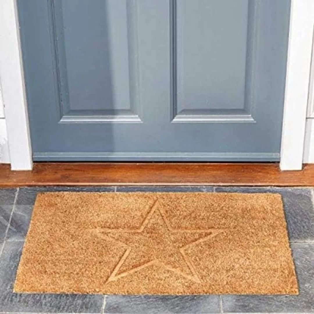 Large Heavy Duty Natural Coir Star Struck Door Mat Indoor Outdoor Entrance Home
