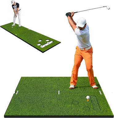 Dual Turf Golf Mat - Practice Indoor/Outdoor, 5 X 4 Ft Hitting or Putting Mat