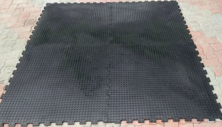 Rubber gym mat 1mx1mx20mm solid rubber interlocking coin top design