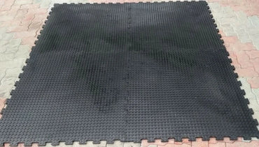 Rubber gym mat 1mx1mx20mm solid rubber interlocking coin top design
