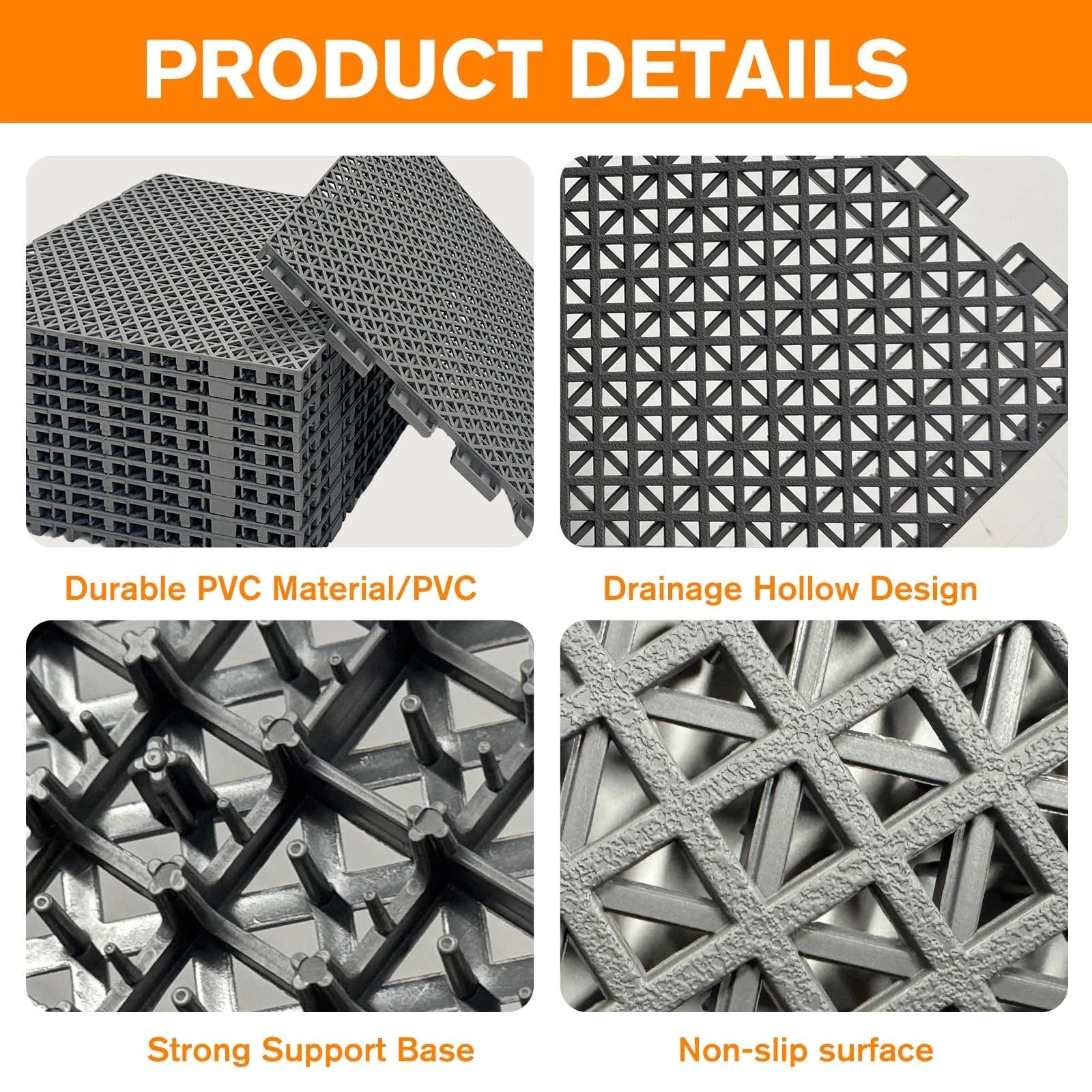 12Pcs 12 * 12 * 0.51inch Dog Kennel Flooring Interlocking Drainage Waterproof...