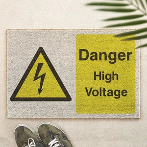 Danger High Voltage Brush Doormat Printed Funny Health & Safety Sign Door Mat