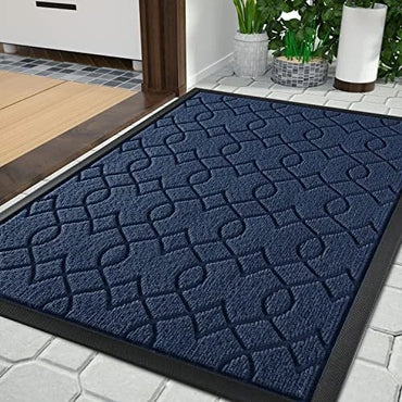 Front Door Mats, Heavy Duty Water Absorbent Mud Resistant 29.5" x 17" Blue