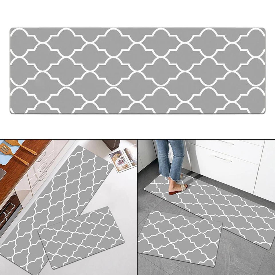 Kitchen Mat Cushioned Anti-Fatigue Kitchen Rug, Non Slip Grey 150x45cm
