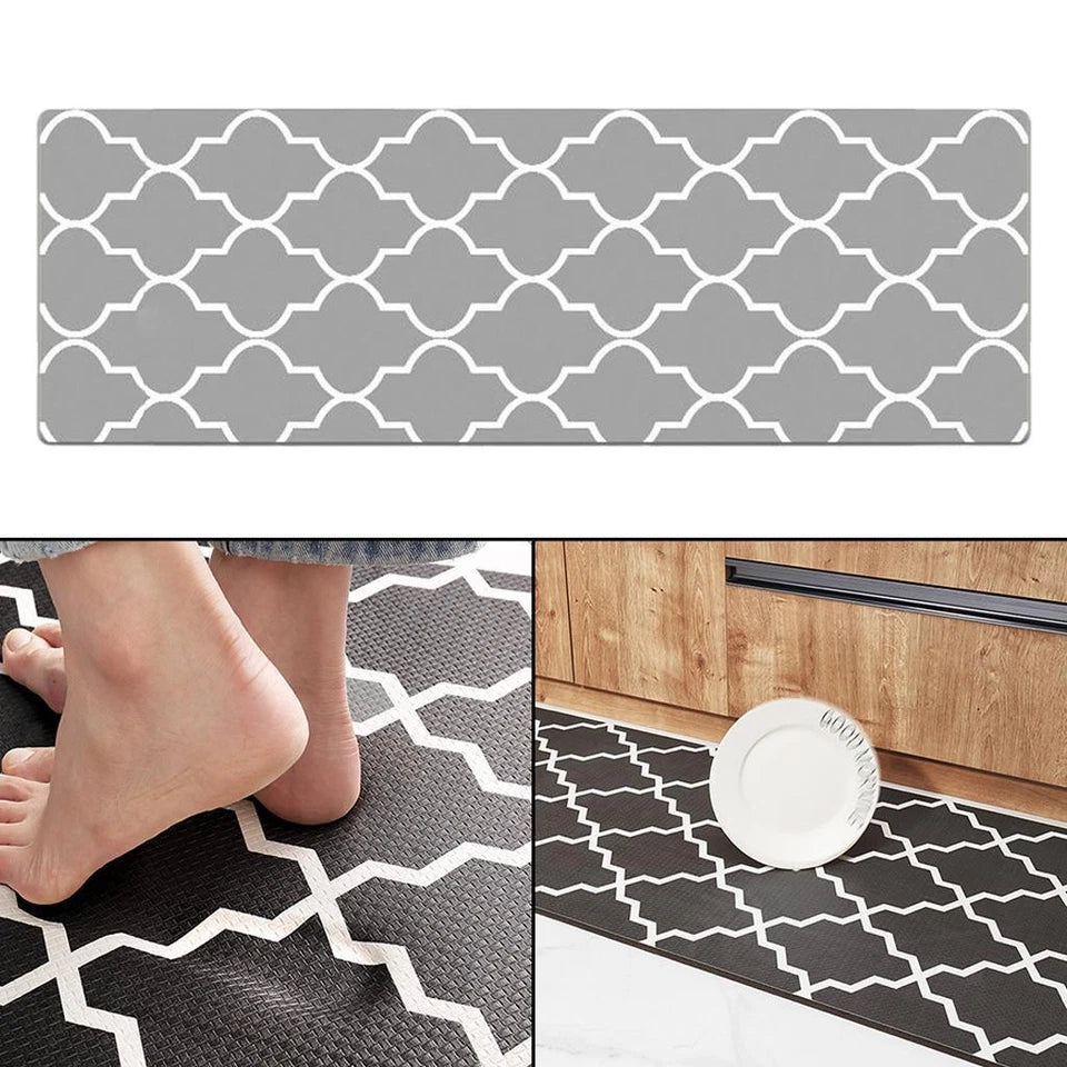 Kitchen Mat Cushioned Anti-Fatigue Kitchen Rug, Non Slip Grey 150x45cm