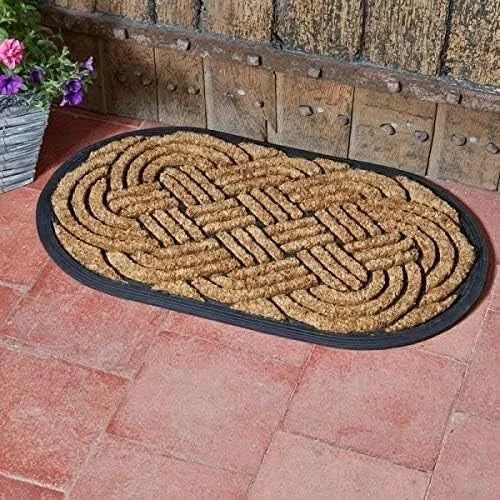 Anti Slip Door Mat Heavy Duty Natural Coir Indoor Outdoor Welcome 75cm Celtic