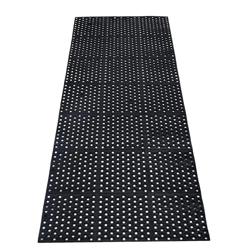 Rubber Floor Mat with Drainage Holes 83x36x0.4in Commercial Anti-Fatigue