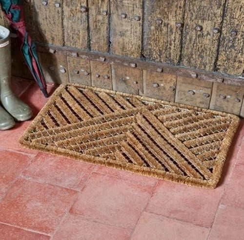 Non Slip Door Mat Heavy Duty Natural Coir Indoor Outdoor Welcome Large 75cm