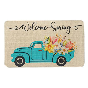 Spring Door Mat Spring Colorful Floral Doormat Welcome Truck Rug Indoor