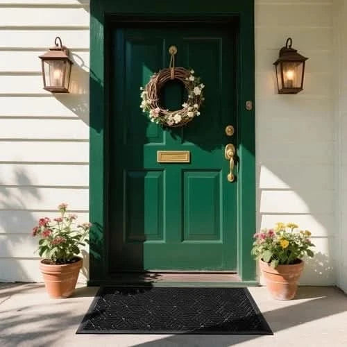 Front Door Mat Outside Entrance, 36x24, Waterproof All-Season 36x24 Inch Black